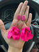 Hot pink earrings , pink acrylic earrings , fuchsia earrings , fuchsia flower earrings , chunky pink earrings ,pink flower statement
