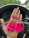 Hot pink earrings , pink acrylic earrings , fuchsia earrings , fuchsia flower earrings , chunky pink earrings ,pink flower statement
