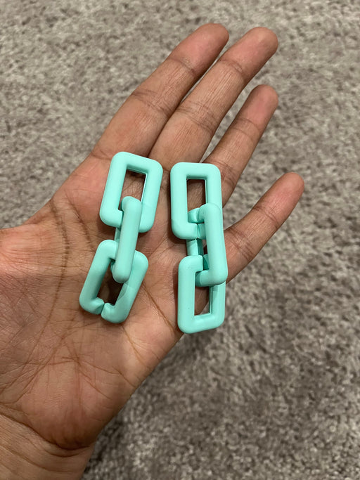 Blue acrylic earrings , acrylic chain earrings , light blue curb earrings , mint chunky loop earring , sky blue acrylic earring