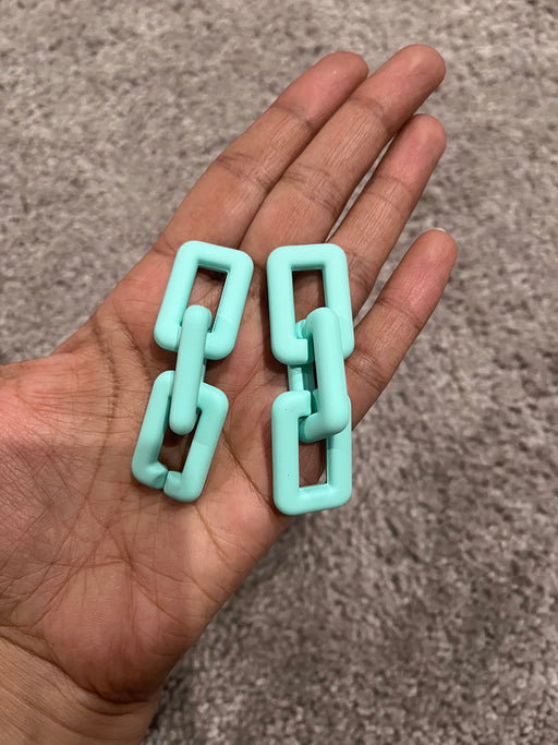 Blue acrylic earrings , acrylic chain earrings , light blue curb earrings , mint chunky loop earring , sky blue acrylic earring