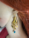 Aquamarine earrings , gold celestial earrings , Aqua earrings , gold hand earrings , moon star earring , planet earrings