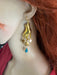 Aquamarine earrings , gold celestial earrings , Aqua earrings , gold hand earrings , moon star earring , planet earrings