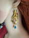 Aquamarine earrings , gold celestial earrings , Aqua earrings , gold hand earrings , moon star earring , planet earrings
