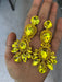 Big Yellow earrings , large yellow jonquil earrings , yellow rhinestone earrings ,yellow crystal earrings , chandelier huge pierced