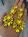 Big Yellow earrings , large yellow jonquil earrings , yellow rhinestone earrings ,yellow crystal earrings , chandelier huge pierced