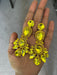 Big Yellow earrings , large yellow jonquil earrings , yellow rhinestone earrings ,yellow crystal earrings , chandelier huge pierced
