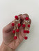 Red fringe earrings , long red rhinestone earrings , long red crystal earrings , red party earrings , red taseel earring