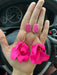 Hot pink earrings , pink acrylic earrings , fuchsia earrings , fuchsia flower earrings , chunky pink earrings ,pink flower statement
