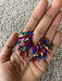 Multicolor earrings , large stud earrings , large multicolored earrings , iridescent earrings , rainbow earrings. , large purple red green