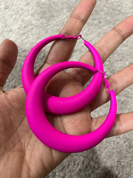 Hot pink hoops , big fuchsia hoop earrings , large pink hoops , big neon pink hoop earrings fuchsia , hoops 2.5 inch