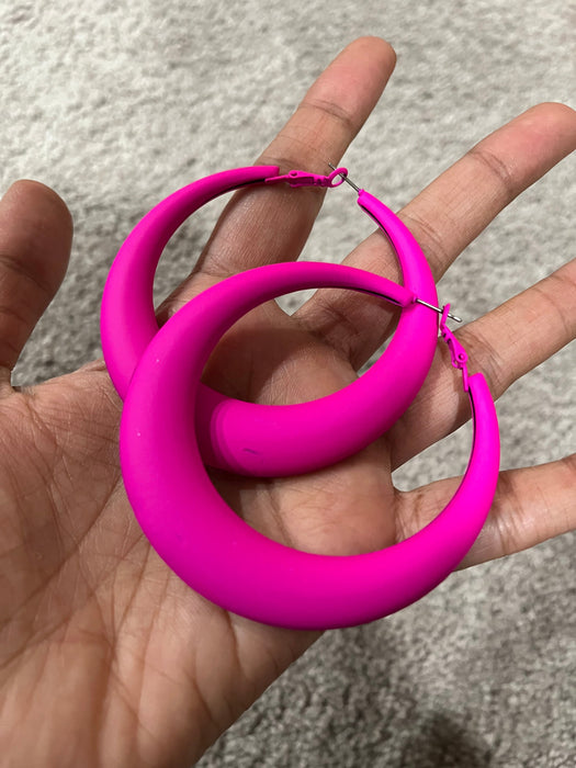 Hot pink hoops , big fuchsia hoop earrings , large pink hoops , big neon pink hoop earrings fuchsia , hoops 2.5 inch