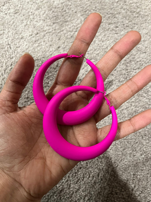 Hot pink hoops , big fuchsia hoop earrings , large pink hoops , big neon pink hoop earrings fuchsia , hoops 2.5 inch