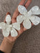 White flower earrings , huge white feathered earrings , large Snow White earrings , white earrings , big long white earrings acrylic floral