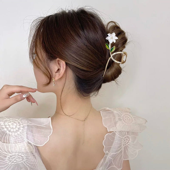 Flower hair claw clip white floral gold Hair band accessory elegant ponytail tiara Headwear Bridal Headband boho