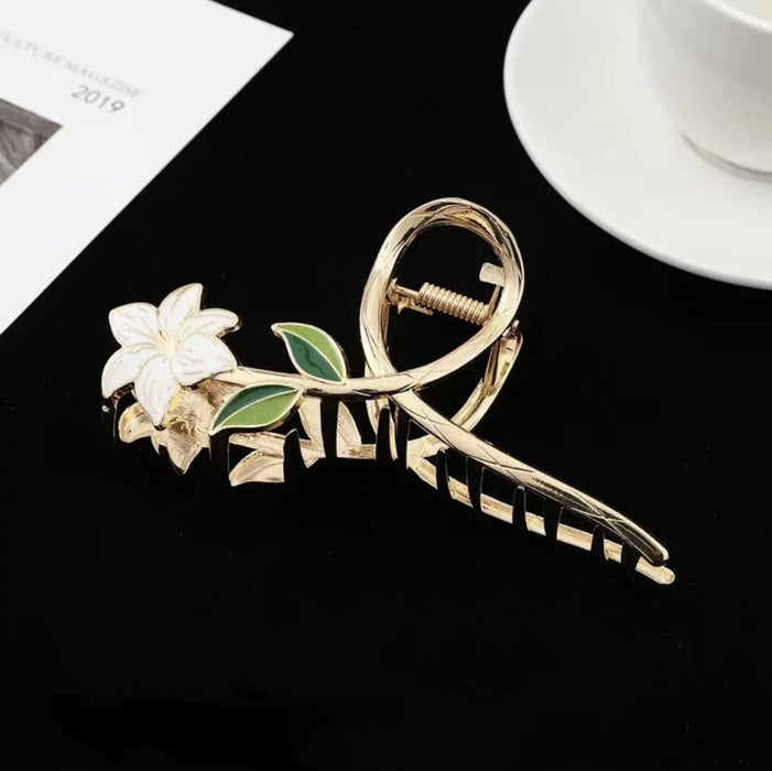 Flower hair claw clip white floral gold Hair band accessory elegant ponytail tiara Headwear Bridal Headband boho