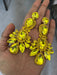 Big Yellow earrings , large yellow jonquil earrings , yellow rhinestone earrings ,yellow crystal earrings , chandelier huge pierced