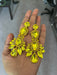 Big Yellow earrings , large yellow jonquil earrings , yellow rhinestone earrings ,yellow crystal earrings , chandelier huge pierced