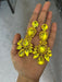 Big Yellow earrings , large yellow jonquil earrings , yellow rhinestone earrings ,yellow crystal earrings , chandelier huge pierced