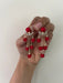 Red fringe earrings , long red rhinestone earrings , long red crystal earrings , red party earrings , red taseel earring