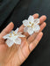 Big White flower stud earrings , Large white stud earrings , large Snow White earrings , white earrings , big white earrings plastic floral