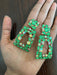 Big green earrings , bright green rhinestone earrings , Large green earrings , pear lime green gold earrings , green pageant crystal