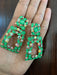 Big green earrings , bright green rhinestone earrings , Large green earrings , pear lime green gold earrings , green pageant crystal