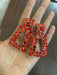 Red Rhinestone earrings , big red gold earrings , long red crystal earrings , red gold party earrings , Big
