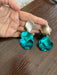 Green flower earrings , dark green petal earrings , green acrylic earrings , rose petal earrings pine green forest