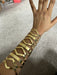Huge wide gold cuff bracelet chunky bangle arm cuff costume pageant showgirl metal wedding statement armor