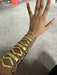 Huge wide gold cuff bracelet chunky bangle arm cuff costume pageant showgirl metal wedding statement armor