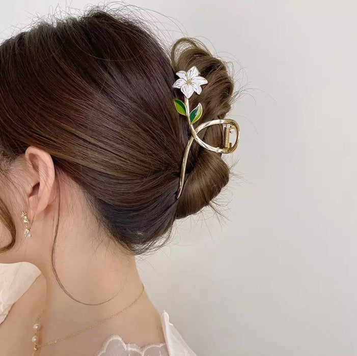 Flower hair claw clip white floral gold Hair band accessory elegant ponytail tiara Headwear Bridal Headband boho