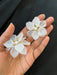 Big White flower stud earrings , Large white stud earrings , large Snow White earrings , white earrings , big white earrings plastic floral