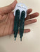 Long green earrings , pine dark green rhinestone earrings , Forest green earrings , green fringe earrings , green pageant crystal