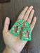 Big green earrings , bright green rhinestone earrings , Large green earrings , pear lime green gold earrings , green pageant crystal