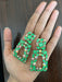 Big green earrings , bright green rhinestone earrings , Large green earrings , pear lime green gold earrings , green pageant crystal