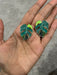 Green stud earrings , green leaf earrings , green enamel earrings , big green stud earrings