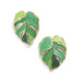 Green stud earrings , green leaf earrings , green enamel earrings , big green stud earrings