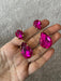 Fuchsia earring , fuchsia teardrop earrings , hot pink gold earring , fuchsia crystal earrings , dark pink earrings