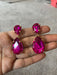 Fuchsia earring , fuchsia teardrop earrings , hot pink gold earring , fuchsia crystal earrings , dark pink earrings