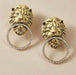 Gold Lion earrings, Lion mascot earrings, gold Lion rhinestone earrings big stud lionhead
