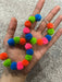 Large colorful earrings , Big multicolored hoops , big green blue pink hoop earrings , chunky rainbow hoop earring Pom pom