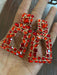 Red Rhinestone earrings , big red gold earrings , long red crystal earrings , red gold party earrings , Big