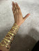 Huge wide gold cuff bracelet chunky bangle arm cuff costume pageant showgirl metal wedding statement armor