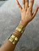 Huge wide gold cuff bracelet chunky bangle arm cuff costume pageant showgirl metal wedding statement armor