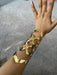 Huge wide gold cuff bracelet chunky bangle arm cuff costume pageant showgirl metal wedding statement armor cut out