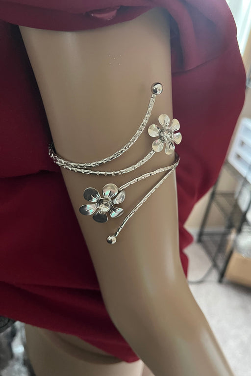 Silver Armlet, arm cuff bracelet, Silver armband, flower bracelet , silver arm cuff bracelet, boho bracelet , upper arm bracelet