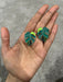 Green stud earrings , green leaf earrings , green enamel earrings , big green stud earrings