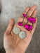 Fuchsia earring , fuchsia teardrop earrings , hot pink gold earring , fuchsia crystal earrings , dark pink earrings