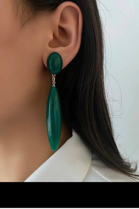 Green drop earrings , green acrylic emerald earrings , green earrings , dark green earrings, long green big earrings chunky