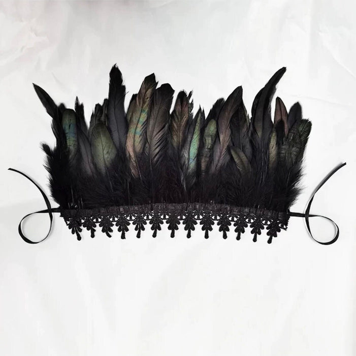 Black Feather choker necklace Gothic masquerade Feather Cuff Carnival Stage Show Showgirl Rooster Feather Cosplay Costume necklace big